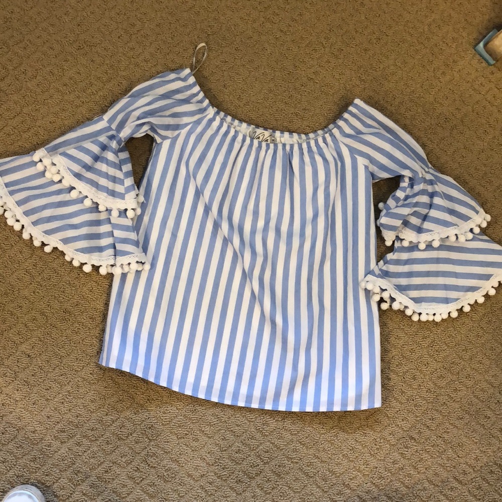 Never been worn blue and white stripe top